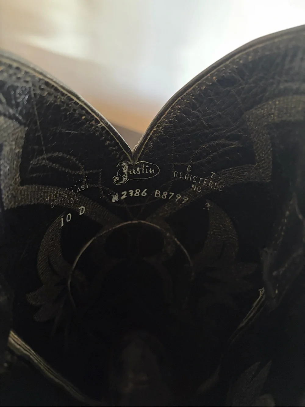 Justin Boots Black Leather Western Cowboy Boots